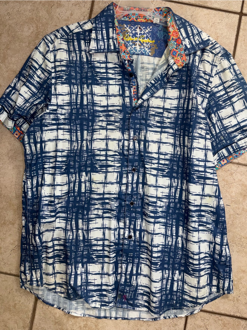 Robert Graham Classic Fit TX Tall XL Blue Abstract Print Button Down Shirt